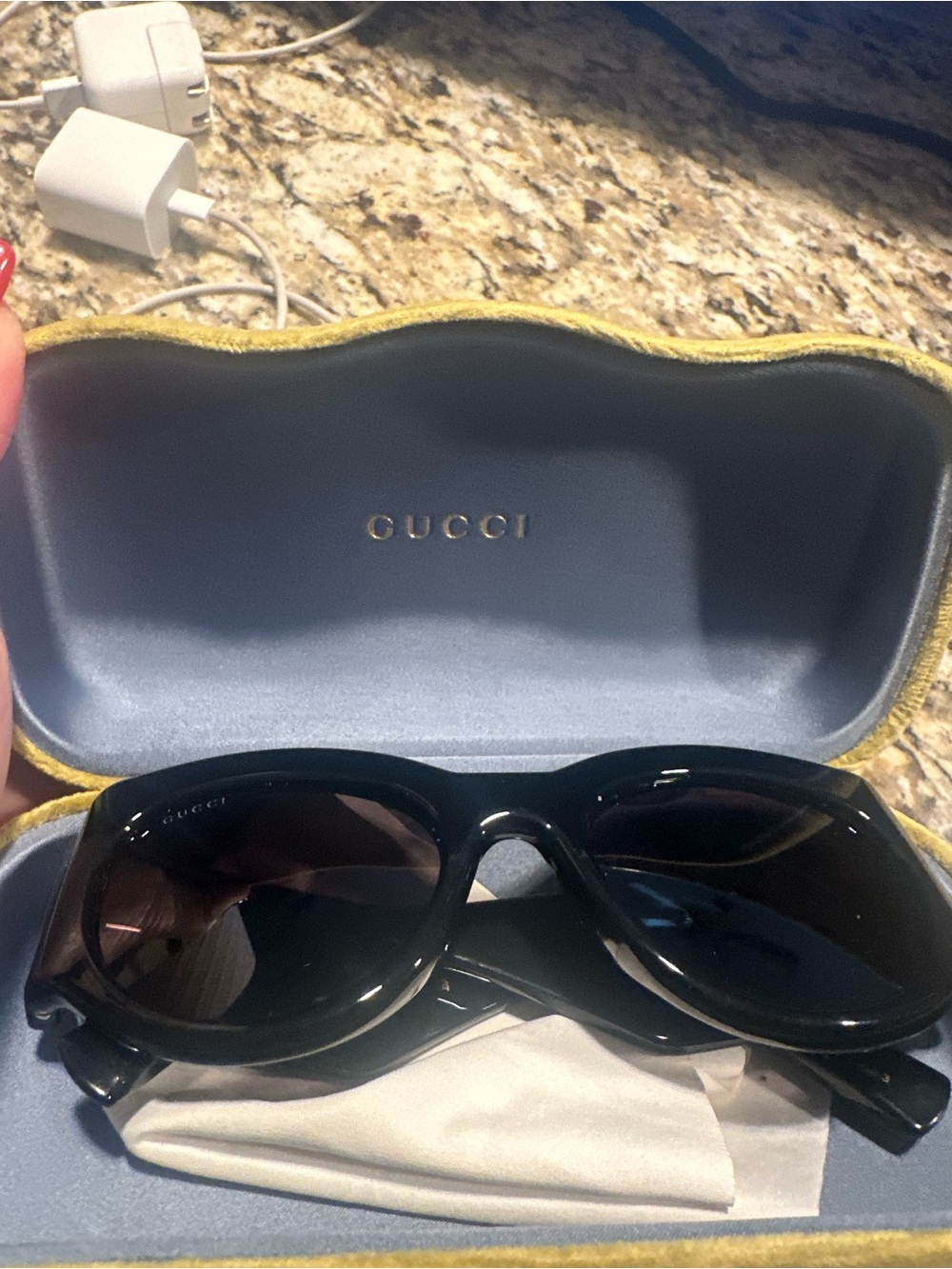 Gucci Women's Black Oversized Sunglasses with Gradient Lenses